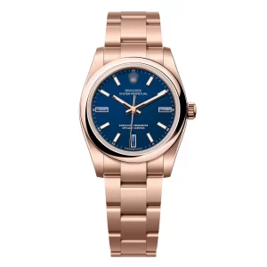 Oyster Perpetual 34 Rose Gold Blue Stone Dial
