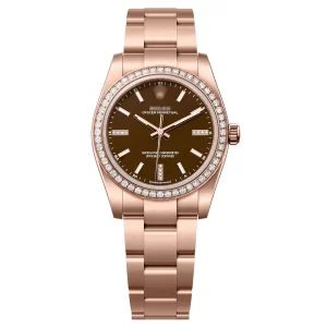 Oyster Perpetual 34 Rose Gold Brown Stone Dial