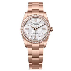 Oyster Perpetual 34 Rose Gold White mother-of-pearl Stone Dial