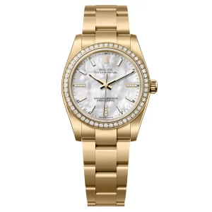 Oyster Perpetual 34 yellow gold white mother-of-pearl